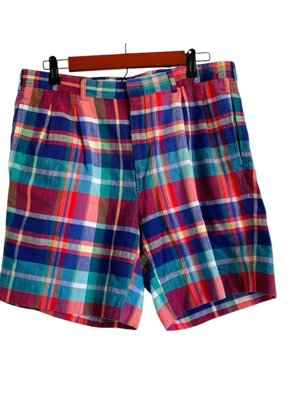 VINTAGE STANLEY BLACKER Shorts Plaid Men’s Cotton Pleated Waist 34”